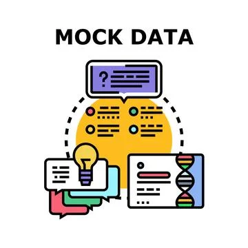 Mock data generating and analyzing process concept Stock Illustration