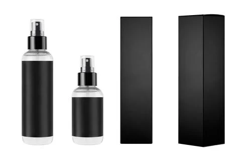 Mock up for design of packing cosmetics - different transparent dispenser bot Stock Photos