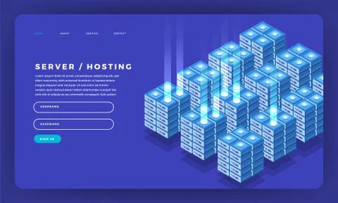 Mock-up design website flat design concept server hosting information. Vector Stock Illustration
