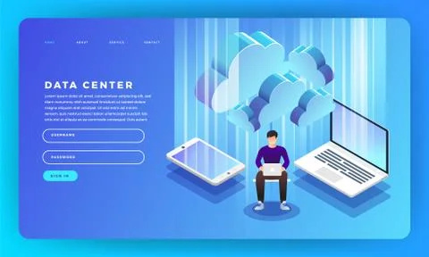 Mock-up design website flat design concept server hosting information. Vector Stock Illustration
