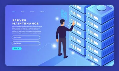 Mock-up design website flat design concept server hosting information. Vector Stock Illustration