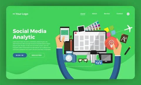 Mock-up design website flat design concept digital marketing. Web Design Deve Stock Illustration