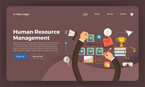 Mock-up design website flat design concept digital marketing. Human Resource Stock Illustration