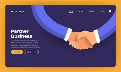 Mock-up design website flat design concept partner business deal.  Vector ill Stock Illustration