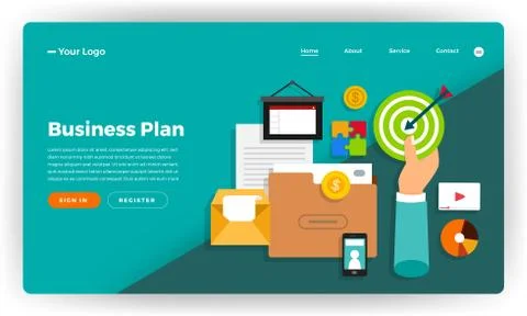 Mock-up design website flat design concept digital marketing. Online business Stock Illustration