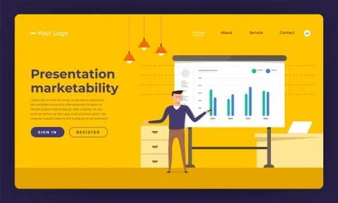 Mock-up design website flat design concept presentation skill marketability. Stock Illustration