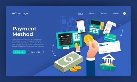 Mock-up design website flat design concept online shopping with laptop and sm Stock Illustration