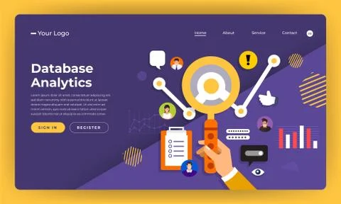 Mock-up design website flat design concept digital marketing.Data information Stock Illustration