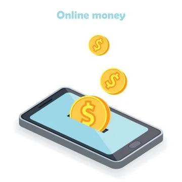 Mock-up design website flat design concept digital marketing. digital money a Stock Illustration