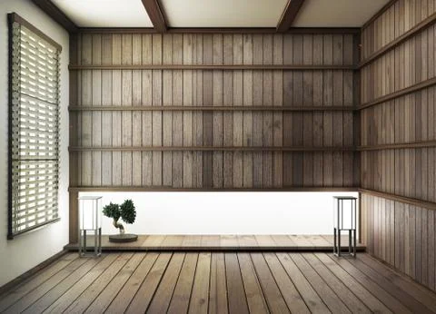 Mock up, Designed specifically in Japanese style, empty room. 3D rendering Stock Illustration