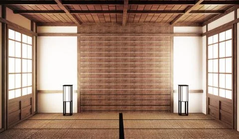 Mock up, Designed specifically in Japanese style, empty room. 3D rendering Stock Illustration