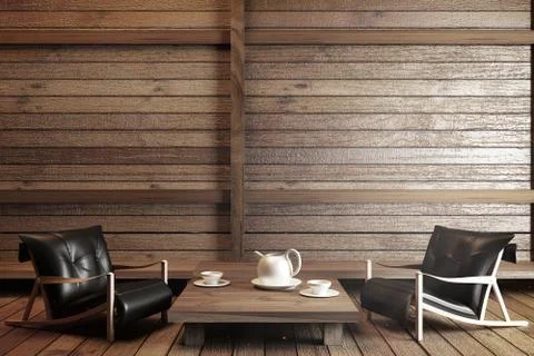 Mock up, Designed specifically in Japanese style, empty room. 3D rendering Stock Illustration