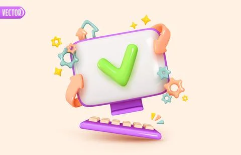 Mock up desktop computer. Screen device mockup blank monitor. Creative concep Illustrazione stock