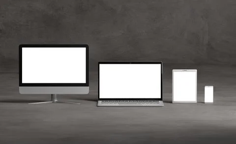 Mock up of a devices isolated on a background with shadow Stock Photos