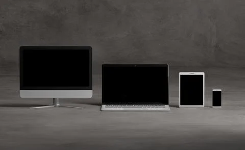 Mock up of a devices isolated on a background with shadow Stock Photos