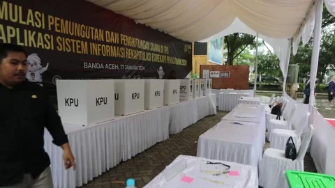 Mock elections set stage for efficient voting process in Indonesia, INDOENSIA, I Video stock 261822349