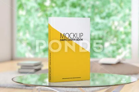 Mock Up Empty book in stylish living room. 3d render PSD Template