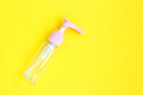 Mock up of empty pump clear plastic container Stock Photos