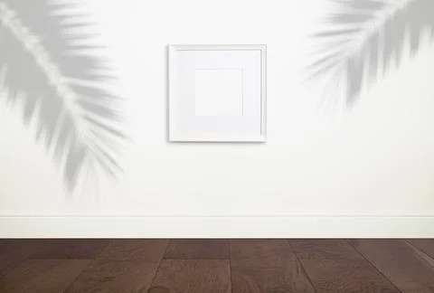 Mock up empty white frame background. Empty frame for a photo or painting in a Foto stock