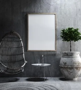 Mock-up in ethnic interior background, 3d render Stock Illustration