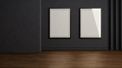 Mock up frame on dark wall minimal interior 3D Render Иллюстрация