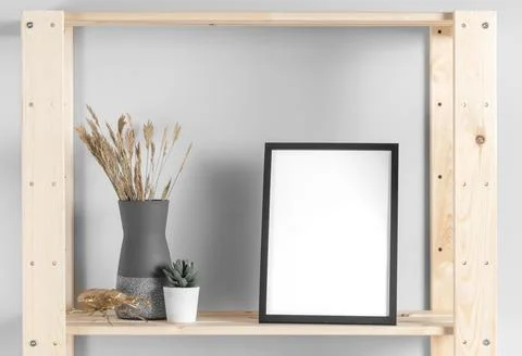 Mock up frames shelf Stock Photos