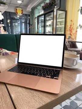 Mock up of generic laptop computer with blank copy space 写真素材