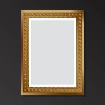 Mock up golden blank retro pattern on black background. Flat style. Stock Illustration
