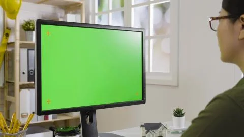 Mock up green screen personal computer Stock Photos