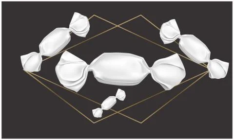 Mock up illustration of candies on abstract background Stock Illustration