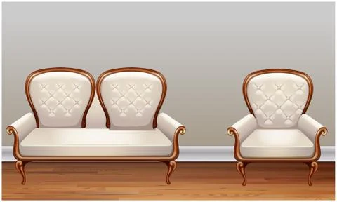 Mock up illustration of couch on abstract background Stock Illustration