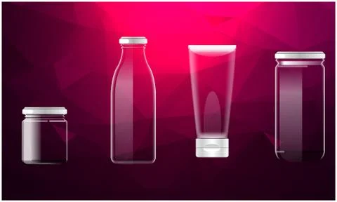 Mock up illustration of different glass pack on abstract background Stock Illustration