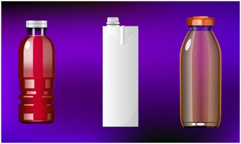 Mock up illustration of different pack of juice on abstract background Stock Illustration