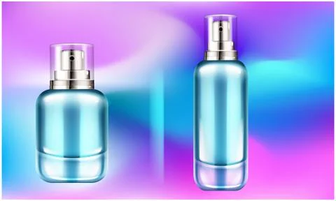 Mock up illustration of different types of perfume bottle on colorful backgro Ilustração Stock