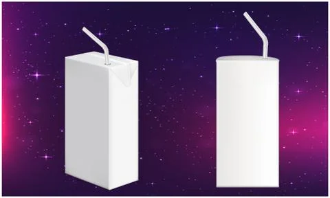 Mock up illustration of drink package with straw on abstract background Stock Illustration