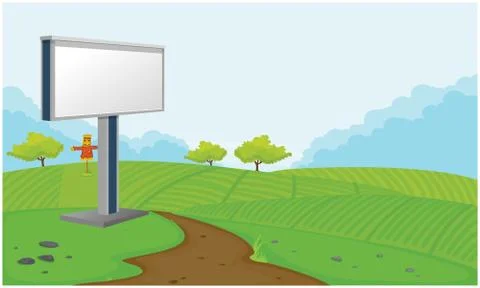 Mock up illustration of empty bill board advertising on road side view Stock Illustration