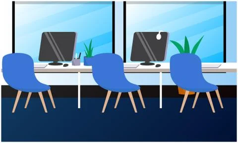 Mock up illustration of empty workspace in office Illustrazione stock