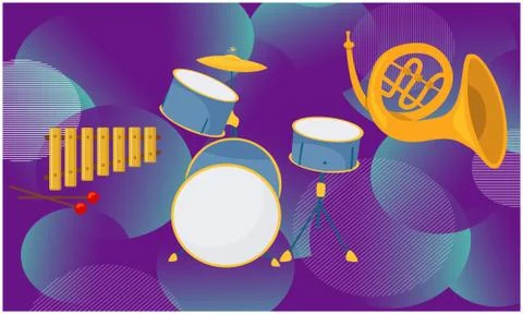 Mock illustration of musical instruments on abstract backgrounds Stock Illustration