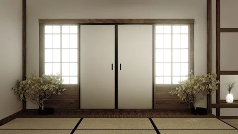 Mock up interior zen style. 3d rendering Stock Illustration