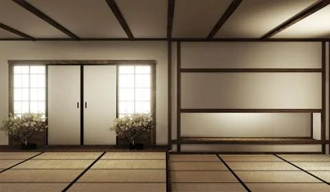 Mock up interior zen style. 3d rendering Stock Illustration