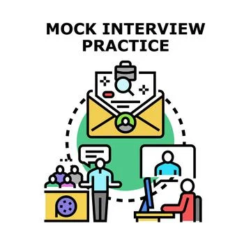 Mock interview practice for career hiring application Stockillustratie