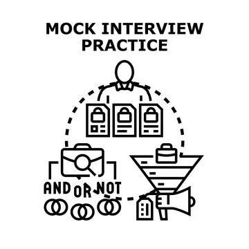 Mock interview practice session and candidate selection process Stock Illustration