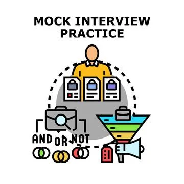 Mock interview practice session and candidate selection process Stock Illustration