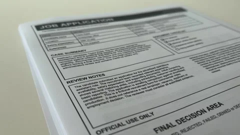 Mock Job Application Form On Table For Recruitment Hiring And Employment Stock-Footage 339104781