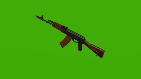 A mock-up of the Kalashnikov AK 47 revolves on a green 4K screen Stock Footage 279079612