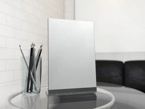 Mock up menu frame on table. 3D Stock Illustration