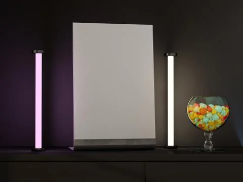 Mock up menu frame on table. 3D Stock Illustration