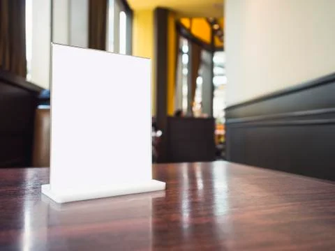 Mock up Menu frame on Table Bar restaurant cafe Background Stock Photos