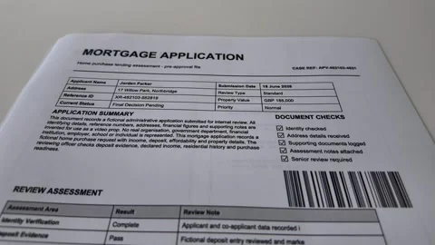 Mock Mortgage Application Form For Home Loan And Property Finance Paperwork Stock Footage 339105548