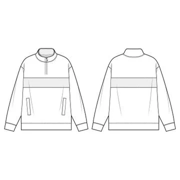 MOCK NECK HALF ZIP ANORAK Fashion Flat Templates 스톡 일러스트